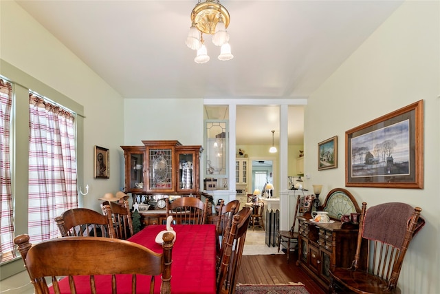 1003 N Burnt Fork Rd, Stevensville, MT 59870 - dining area featuring a chandelier and wood-type flooring