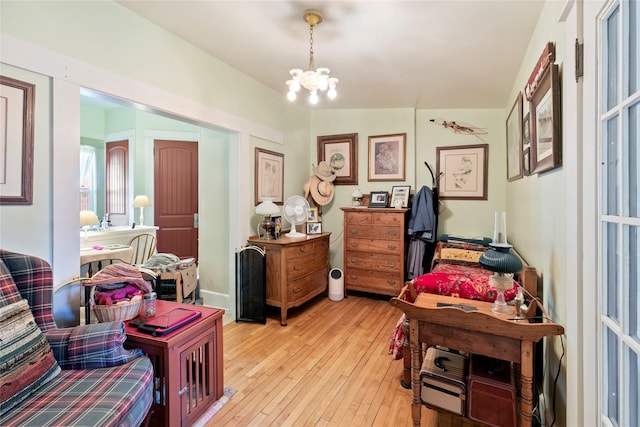 1003 N Burnt Fork Rd, Stevensville, MT 59870 - office with light wood finished floors and a chandelier