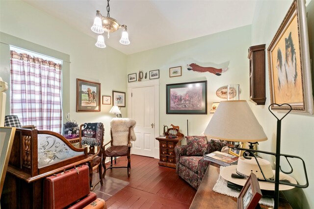 1003 N Burnt Fork Rd, Stevensville, MT 59870 - living area featuring dark wood finished floors and a chandelier