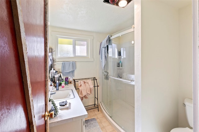 1003 N Burnt Fork Rd, Stevensville, MT 59870 - full bathroom featuring vanity, a shower stall, and tile patterned flooring