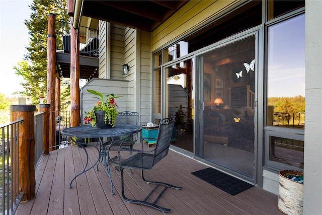 267 Eagle Bend Dr, Bigfork, MT 59911 - wooden terrace with outdoor dining space