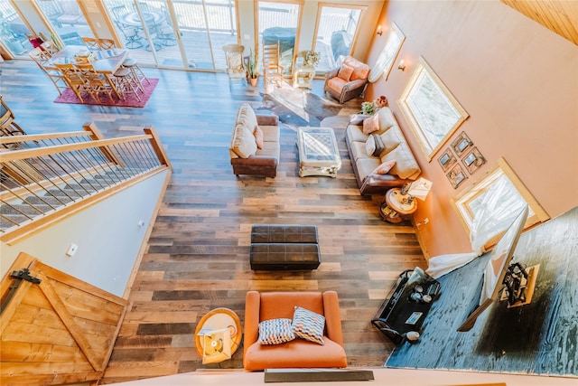7 Papson Ridge Ln, Hall, MT 59837 - living room with a towering ceiling and wood finished floors