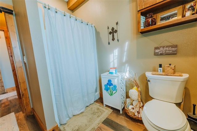 7 Papson Ridge Ln, Hall, MT 59837 - bathroom featuring wood finished floors and a shower with curtain