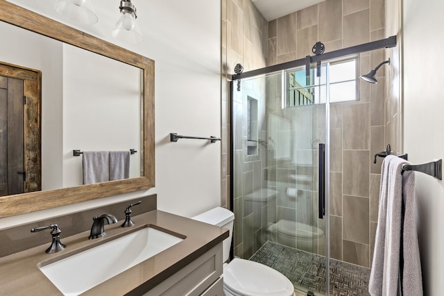 99 Little Belt Way, Belt, MT 59412 - full bathroom featuring toilet, vanity, and a stall shower
