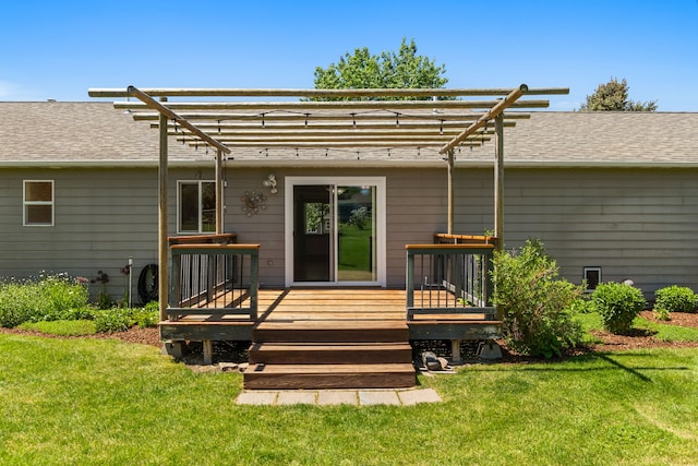 370 Prospector Trl, Bozeman, MT 59718 - rear view of house featuring a pergola, a deck, and a lawn