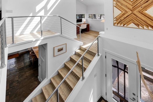 33535 Cherry Ln, Bigfork, MT 59911 - stairs featuring stone finish flooring