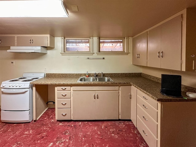 522 Main Ave N, Choteau, MT 59422 - kitchen with white electric range oven and under cabinet range hood