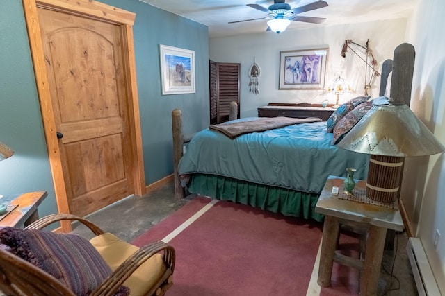 347 Upper Ross Gulch Rd, Townsend, MT 59644 - bedroom featuring a baseboard heating unit and a ceiling fan