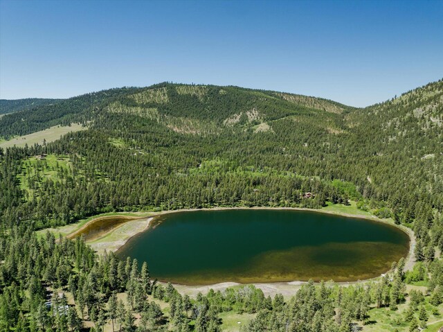 42843 Jette Lake Trl, Polson, MT 59860 - aerial view of property's location featuring a water and mountain view and a heavily wooded area