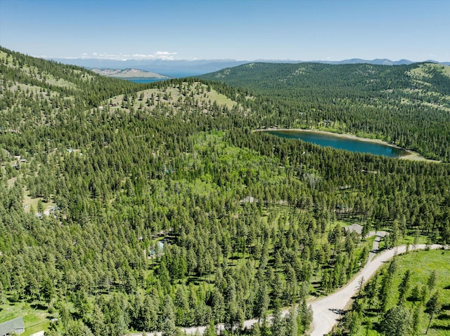 42843 Jette Lake Trl, Polson, MT 59860 - bird's eye view of a forest and a water and mountain view