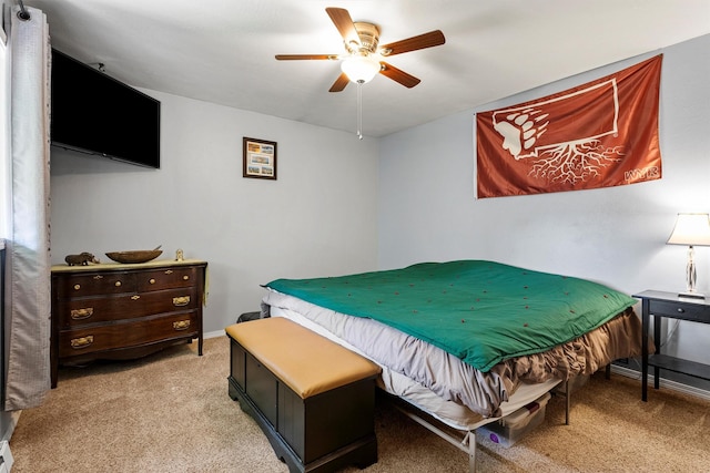 1861 E Broadway St, Missoula, MT 59802 - bedroom with light carpet, baseboards, and a ceiling fan