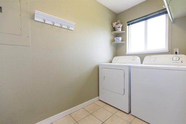 3401 Ravalli St, Bozeman, MT 59718 - laundry room with separate washer and dryer, electric panel, light tile patterned flooring, and baseboards