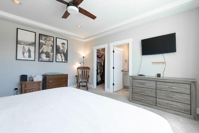 2805 Travis Ave, Helena, MT 59601 - carpeted bedroom featuring a walk in closet, a closet, recessed lighting, a ceiling fan, and baseboards