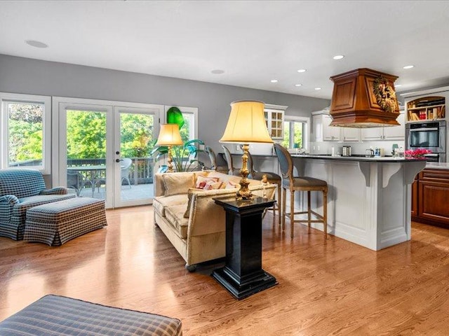 140 Fairway Dr, Missoula, MT 59803 - living room featuring light wood-type flooring, french doors, and recessed lighting