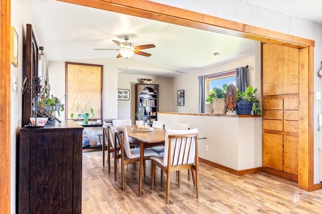 215 N Oak St, Townsend, MT 59644 - dining room with ceiling fan, light wood-style floors, and lofted ceiling