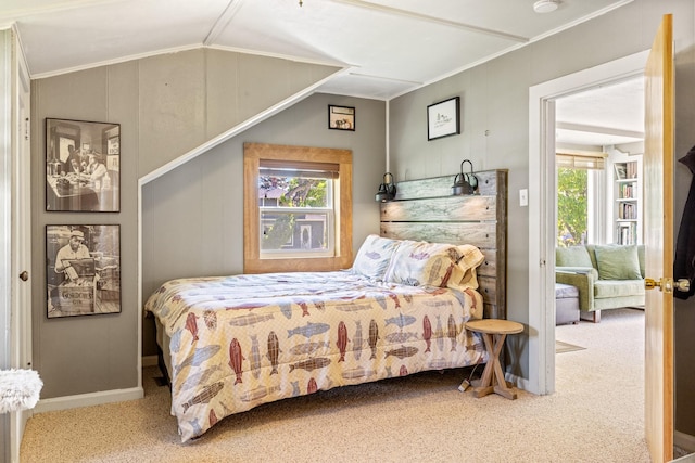 215 N Oak St, Townsend, MT 59644 - bedroom with carpet floors, lofted ceiling, and crown molding