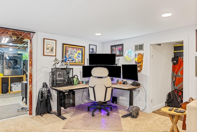 215 N Oak St, Townsend, MT 59644 - carpeted home office with washer / dryer and recessed lighting