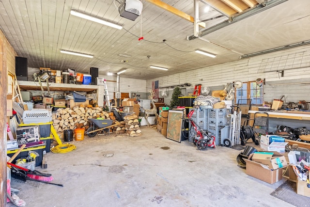 215 N Oak St, Townsend, MT 59644 - garage with a garage door opener and a workshop area
