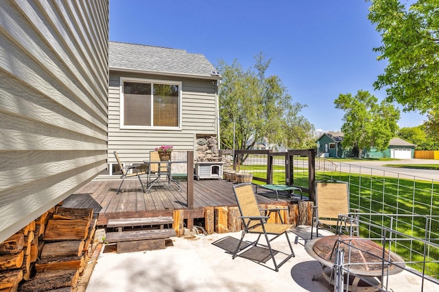 215 N Oak St, Townsend, MT 59644 - deck featuring a fire pit