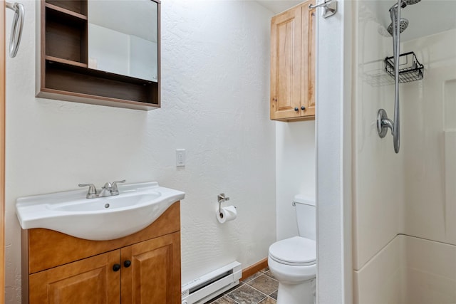 1165 Rock Creek Rd, Clinton, MT 59825 - full bathroom with a baseboard heating unit, a stall shower, and vanity