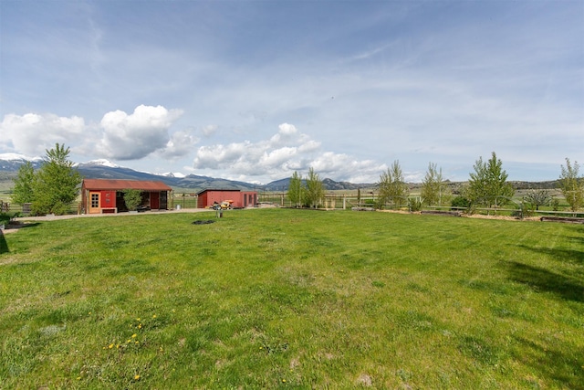 49 Redtail Hawk Rd, Mcallister, MT 59740 - view of grassy yard featuring a view of countryside, a mountain view, and an outbuilding