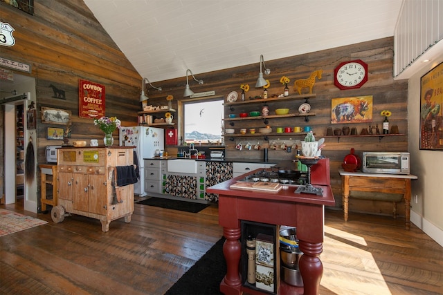 49 Redtail Hawk Rd, Mcallister, MT 59740 - recreation room with dark wood-style flooring and vaulted ceiling