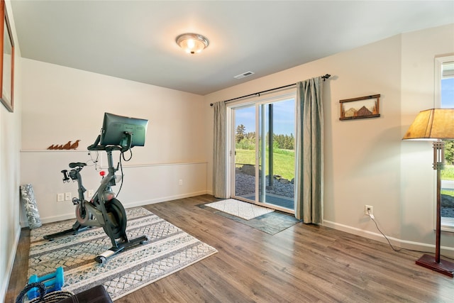 36 Lost Trl, Clancy, MT 59634 - exercise area featuring wood finished floors and baseboards