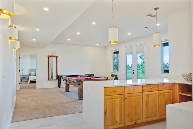 310 Jossie Ln, Kalispell, MT 59901 - rec room featuring light colored carpet, pool table, recessed lighting, and baseboards