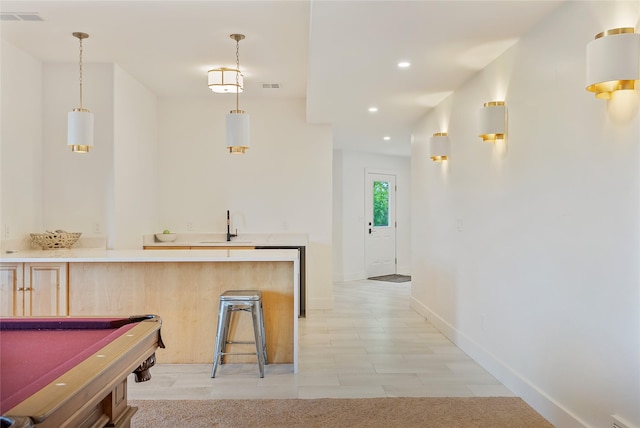 310 Jossie Ln, Kalispell, MT 59901 - playroom with baseboards, recessed lighting, wet bar, and billiards