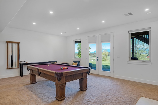 310 Jossie Ln, Kalispell, MT 59901 - rec room with light colored carpet, pool table, recessed lighting, and baseboards