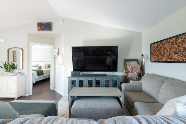 333 Darwin Rd, Helena, MT 59602 - living room featuring lofted ceiling, wood finished floors, and baseboards