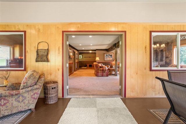 29 Gold Coin Rd, Hall, MT 59837 - corridor featuring wooden walls and concrete flooring