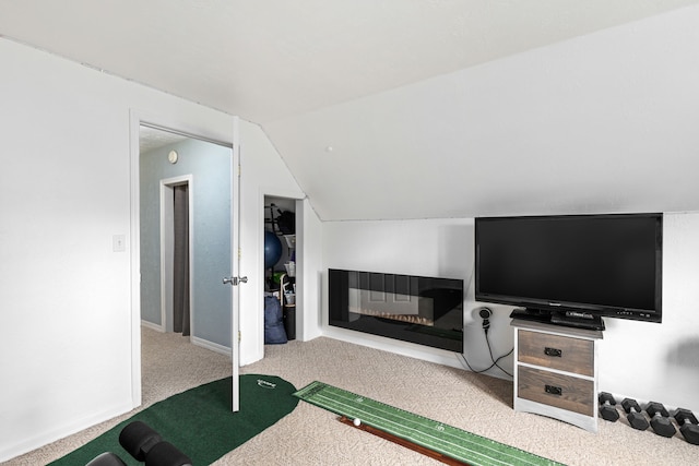 2713 5th Ave S, Great Falls, MT 59405 - carpeted living area featuring vaulted ceiling and baseboards