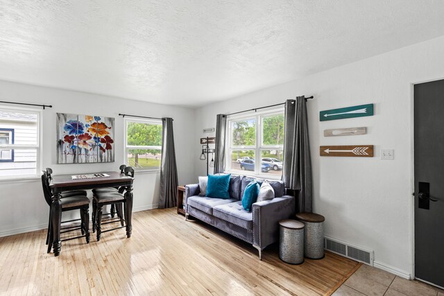2713 5th Ave S, Great Falls, MT 59405 - living room with baseboards, light wood-style floors, and a textured ceiling
