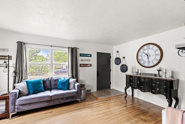 2713 5th Ave S, Great Falls, MT 59405 - living area featuring light wood-style flooring, a textured ceiling, and baseboards