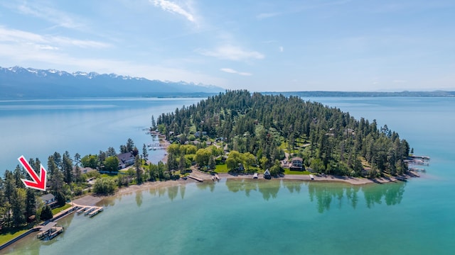 37817 Kings Point Rd, Polson, MT 59860 - drone / aerial view of a water and mountain view