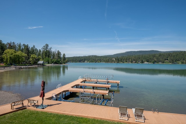 37817 Kings Point Rd, Polson, MT 59860 - dock area with a water and mountain view and a wooded view