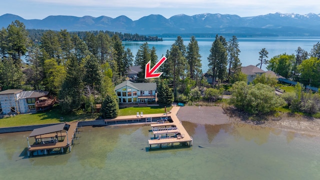 37817 Kings Point Rd, Polson, MT 59860 - aerial view of property and surrounding area with a water and mountain view