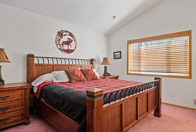 37817 Kings Point Rd, Polson, MT 59860 - bedroom featuring light colored carpet and lofted ceiling