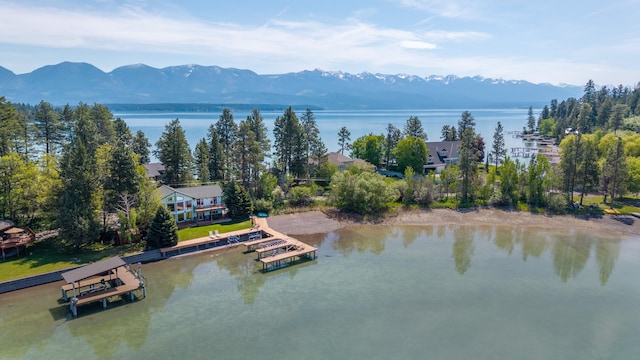 37817 Kings Point Rd, Polson, MT 59860 - drone / aerial view of a water and mountain view