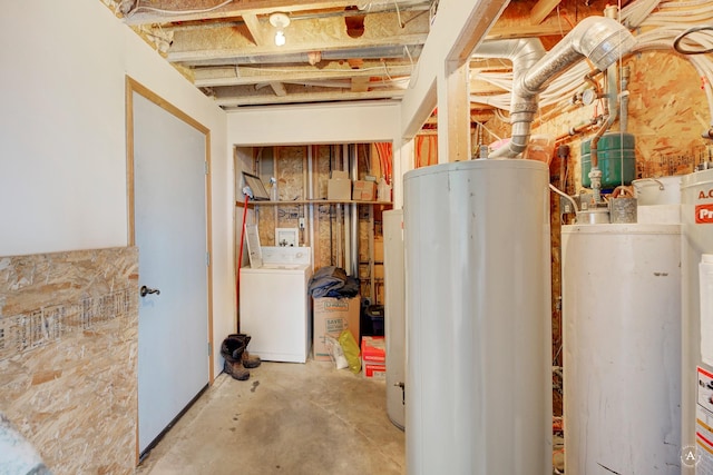 199 Mountain View Trl, White Sulphur Springs, MT 59645 - utility room with washer / dryer, water heater, and gas water heater
