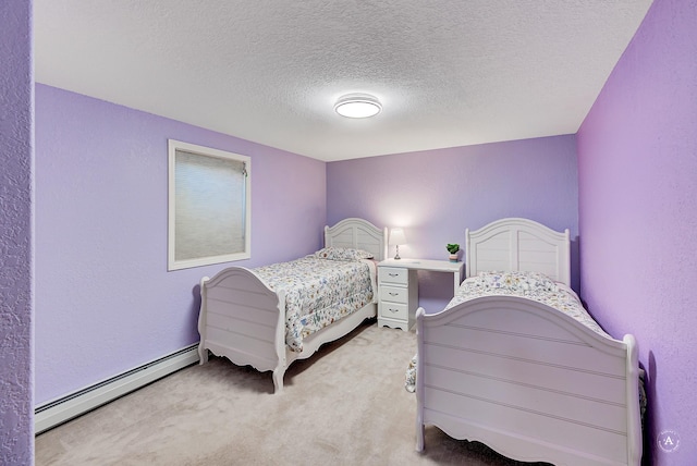 2 N Oregon St, Helena, MT 59601 - bedroom with a baseboard radiator, light carpet, a textured ceiling, and a textured wall