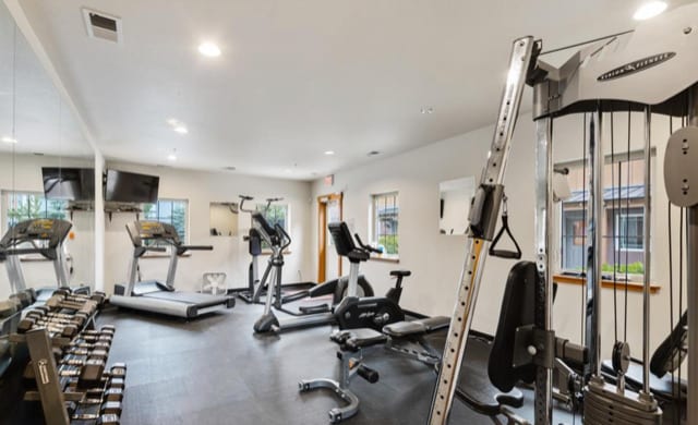 147 Hawthorne Ct Unit B, Whitefish, MT 59937 - gym featuring recessed lighting