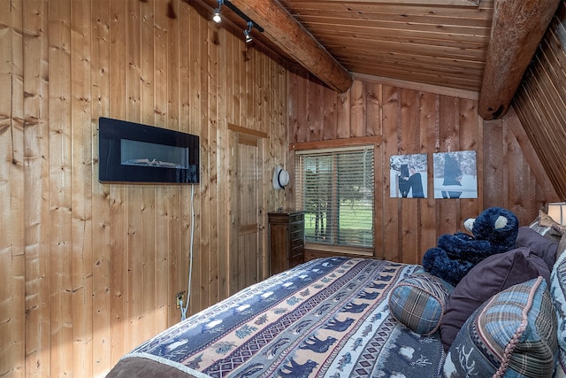 1835 Emmons Canyon Rd, Kila, MT 59920 - bedroom with wooden walls and wooden ceiling