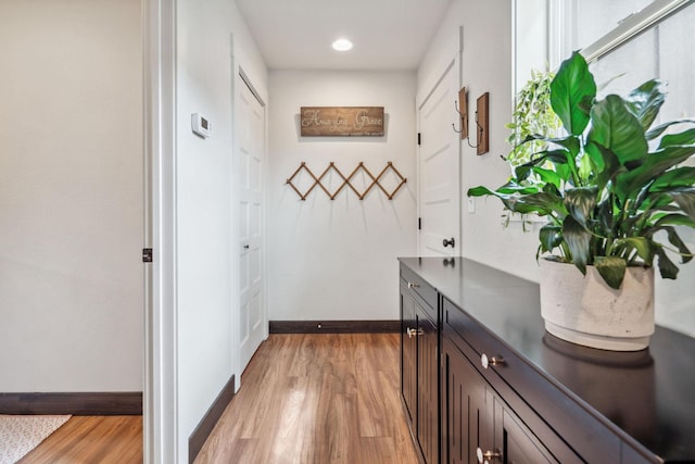 845 Mountain Vista Way, Kalispell, MT 59901 - hallway with baseboards, light wood-style floors, and recessed lighting
