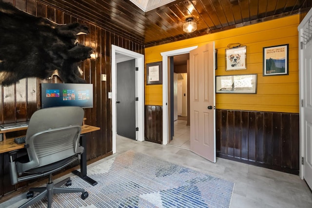 343 Deer Trl, Whitefish, MT 59937 - home office featuring wooden walls and wooden ceiling
