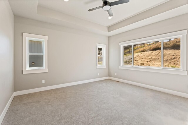 4337 Christian Dr, Missoula, MT 59803 - carpeted spare room featuring a tray ceiling, baseboards, a ceiling fan, and recessed lighting