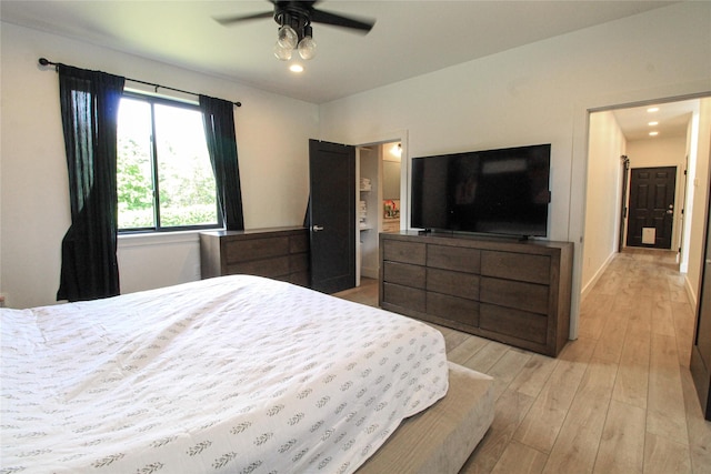 224 Columbia Meadows Dr, Columbia Falls, MT 59912 - bedroom with light wood finished floors, recessed lighting, and a ceiling fan