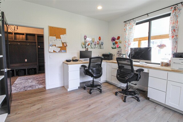 224 Columbia Meadows Dr, Columbia Falls, MT 59912 - office space with light wood-type flooring, recessed lighting, and baseboards