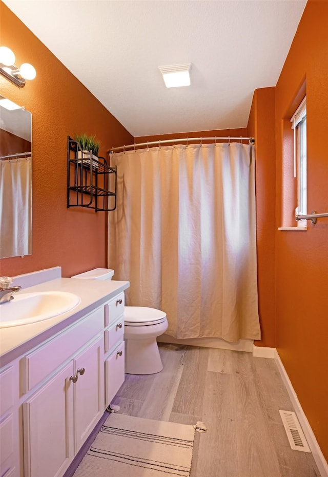 2322 Mary Jane Blvd, Missoula, MT 59808 - full bathroom with vanity, wood finished floors, toilet, and a shower with curtain
